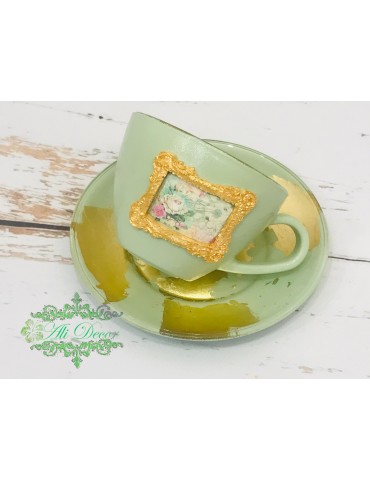 Set cafea personalizat cu foita de aur Cod SC 06