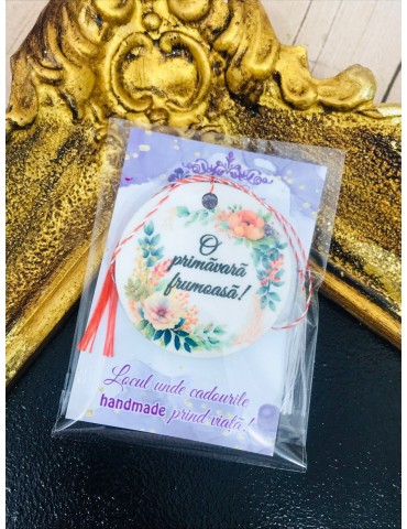 Martisor personalizat handmade "Coronita cu flori" Cod 23