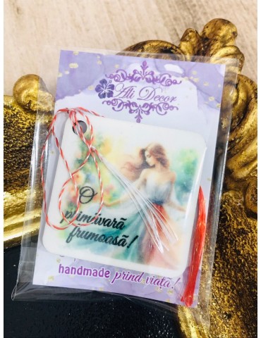 Martisor personalizat handmade "Rochie colorata" Cod 07