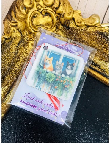 Martisor personalizat handmade "Pisici" Cod 18