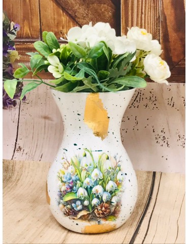 Vaza personalizata cu foita de aur "Vestitorii primaverii" Cod 26