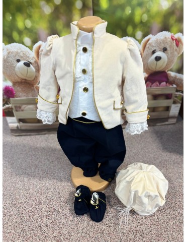 Costum botez baietel "Regal" crem Cod 24