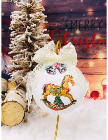 Glob de Craciun din sticla 10 cm "Magia copilariei"